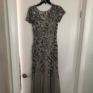 Silver Adrianna Papell Gown, Size 2